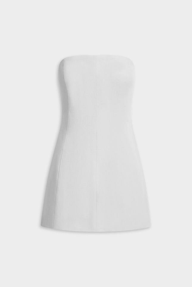 Strapless Linen Mini Dress - White
