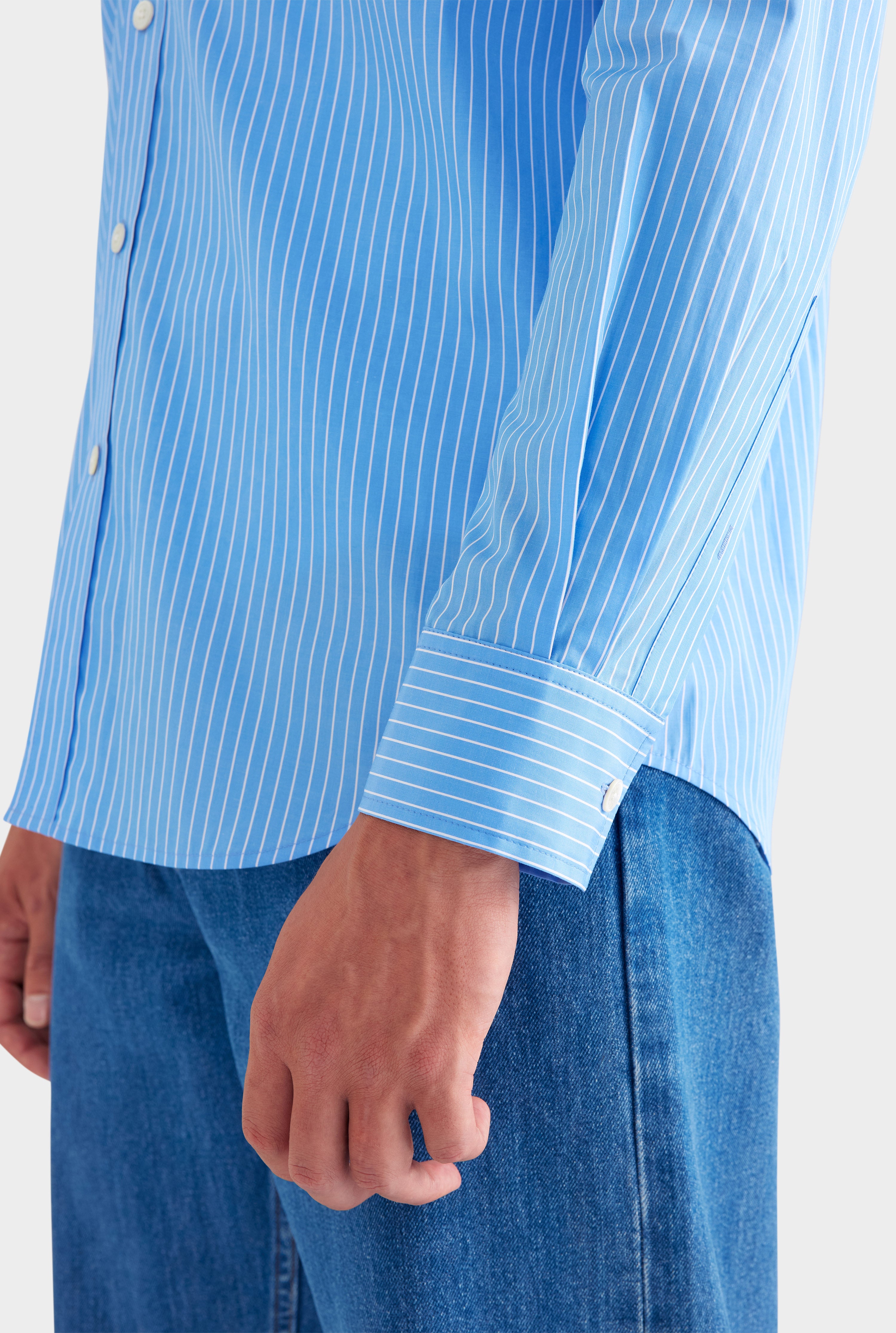 Stripe Cotton Shirt - Blue/White Stripe