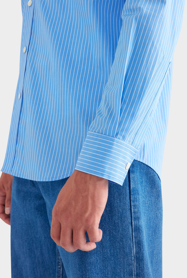 Stripe Cotton Shirt - Blue/White Stripe