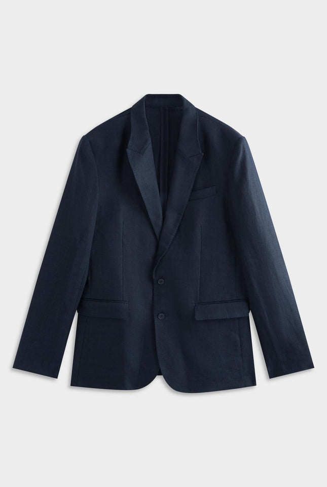 Tailored Linen Suit Jacket - Navy