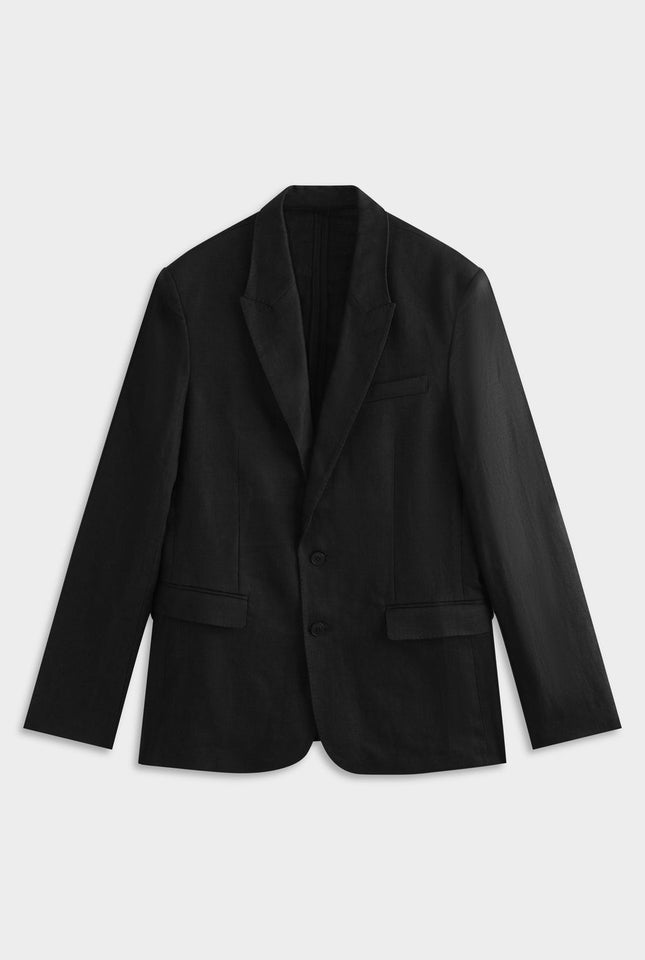 Tailored Linen Suit Jacket - Black
