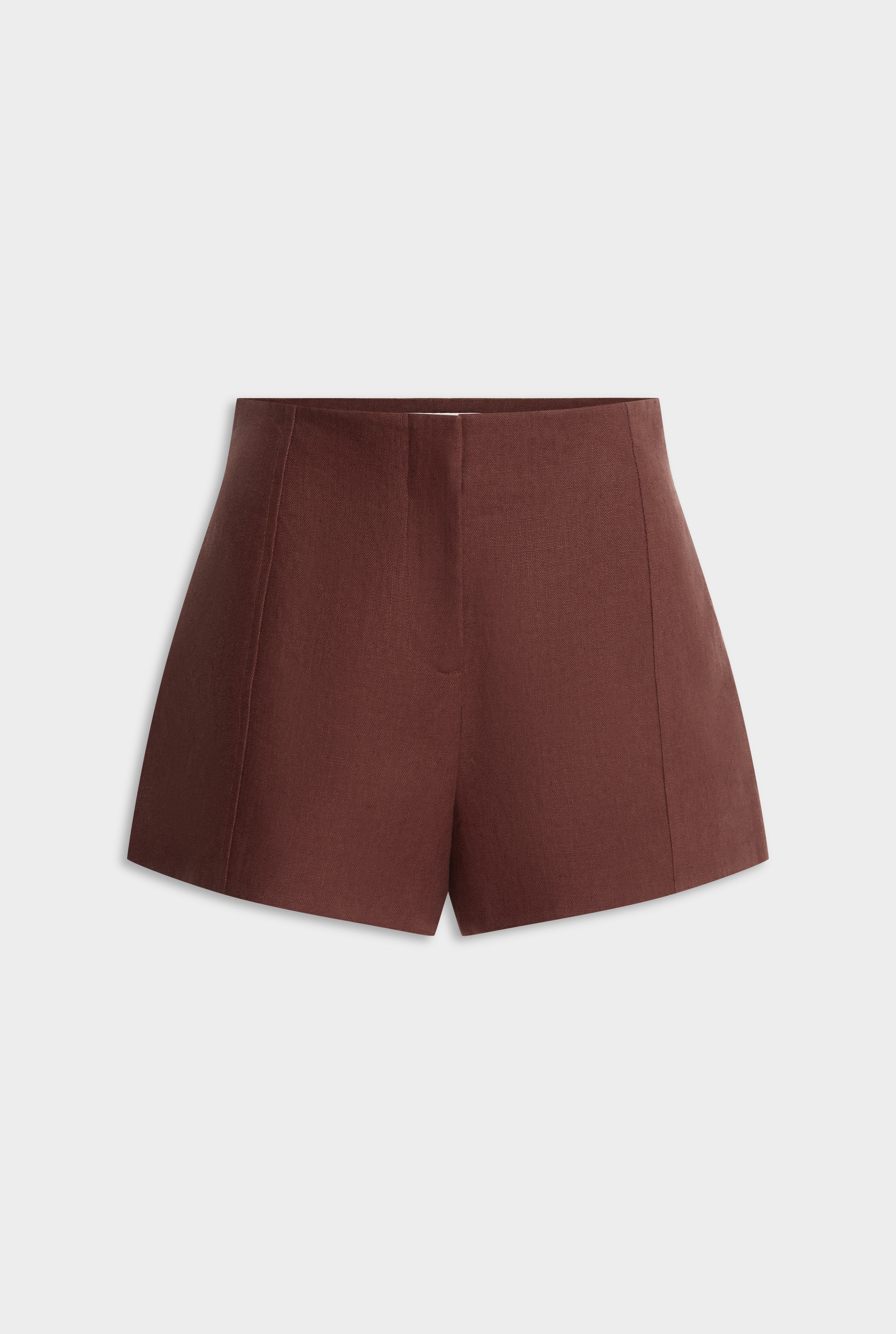 Tailored Linen Short - Chocolate