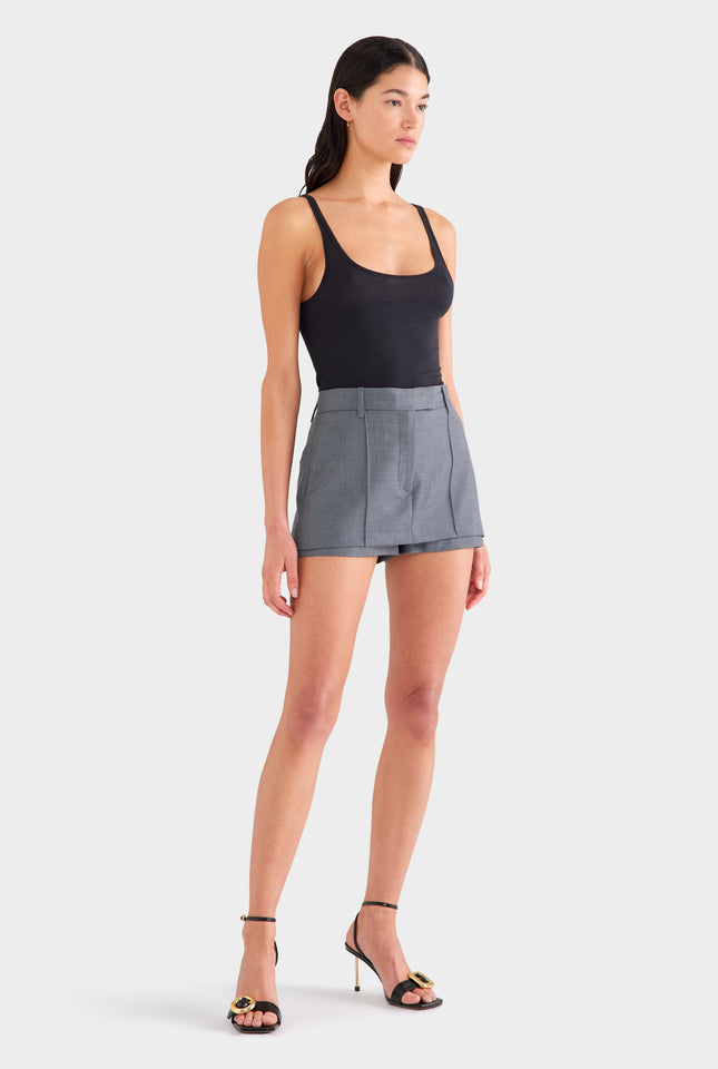 Tailored Wool Culotte Short - Dark Grey Marl