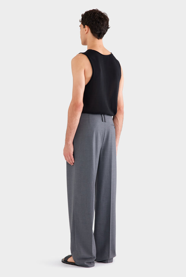 Tailored Wool Suit Trouser - Dark Grey Marl