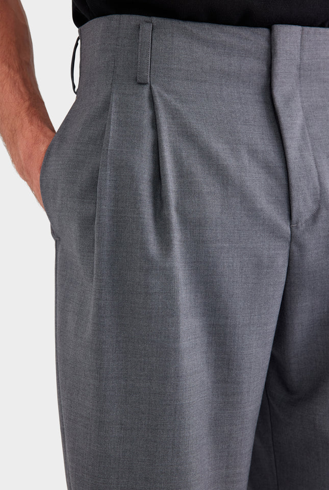 Tailored Wool Suit Trouser - Dark Grey Marl