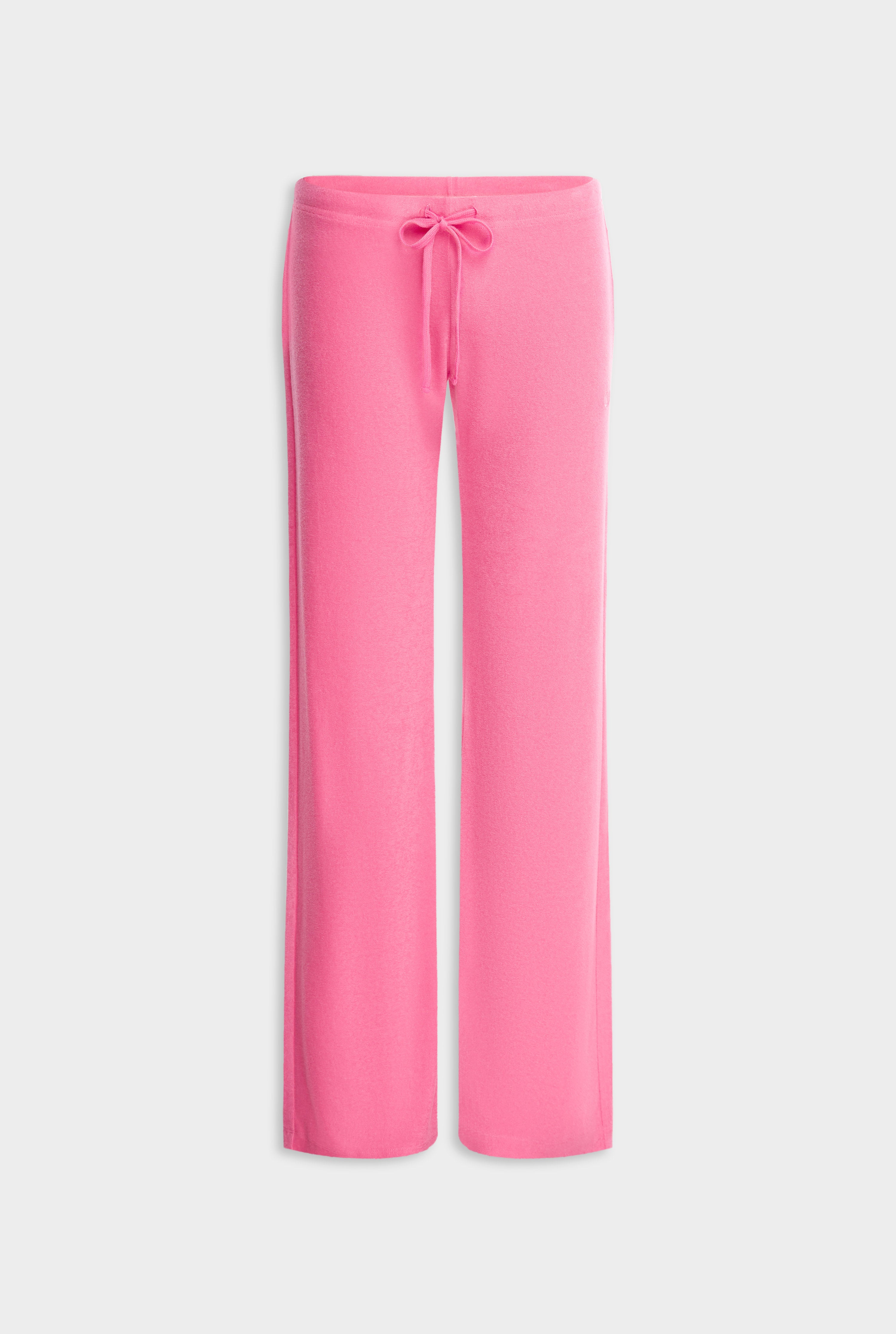Low Rise Velour Track Pant - Hot Pink