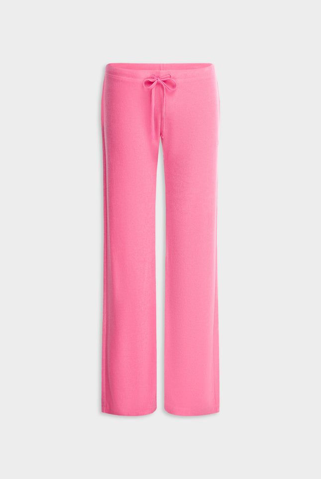 Low Rise Velour Track Pant - Hot Pink