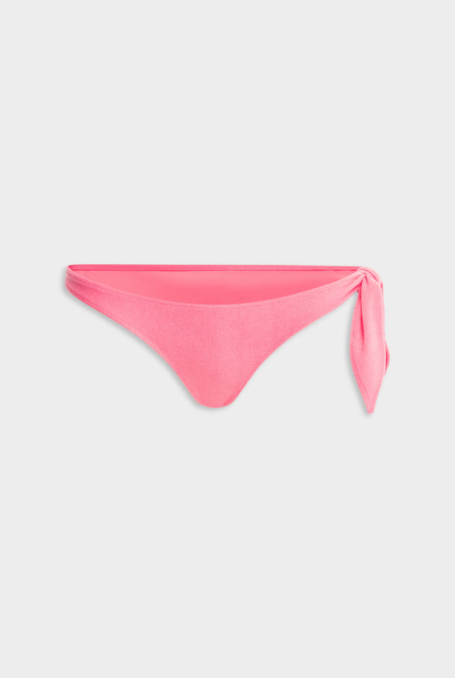 Side Tie Terry Bikini Brief - Hot Pink