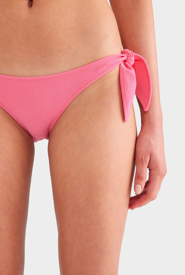 Side Tie Terry Bikini Brief - Hot Pink