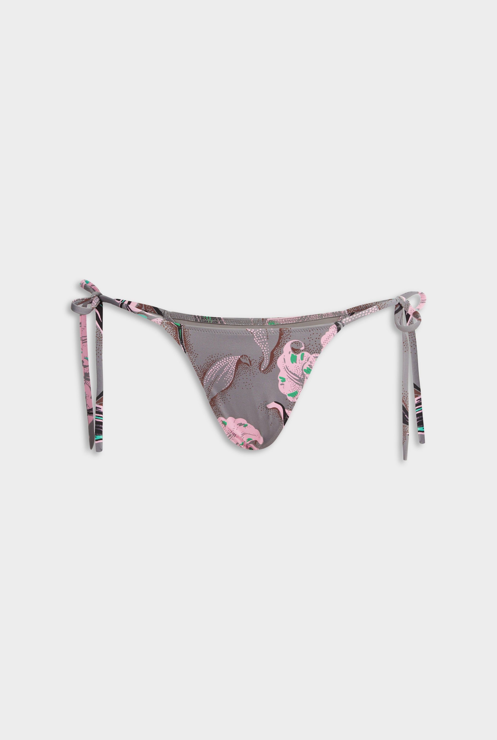 Tie Side Bikini Brief - Grey/Pink Lily