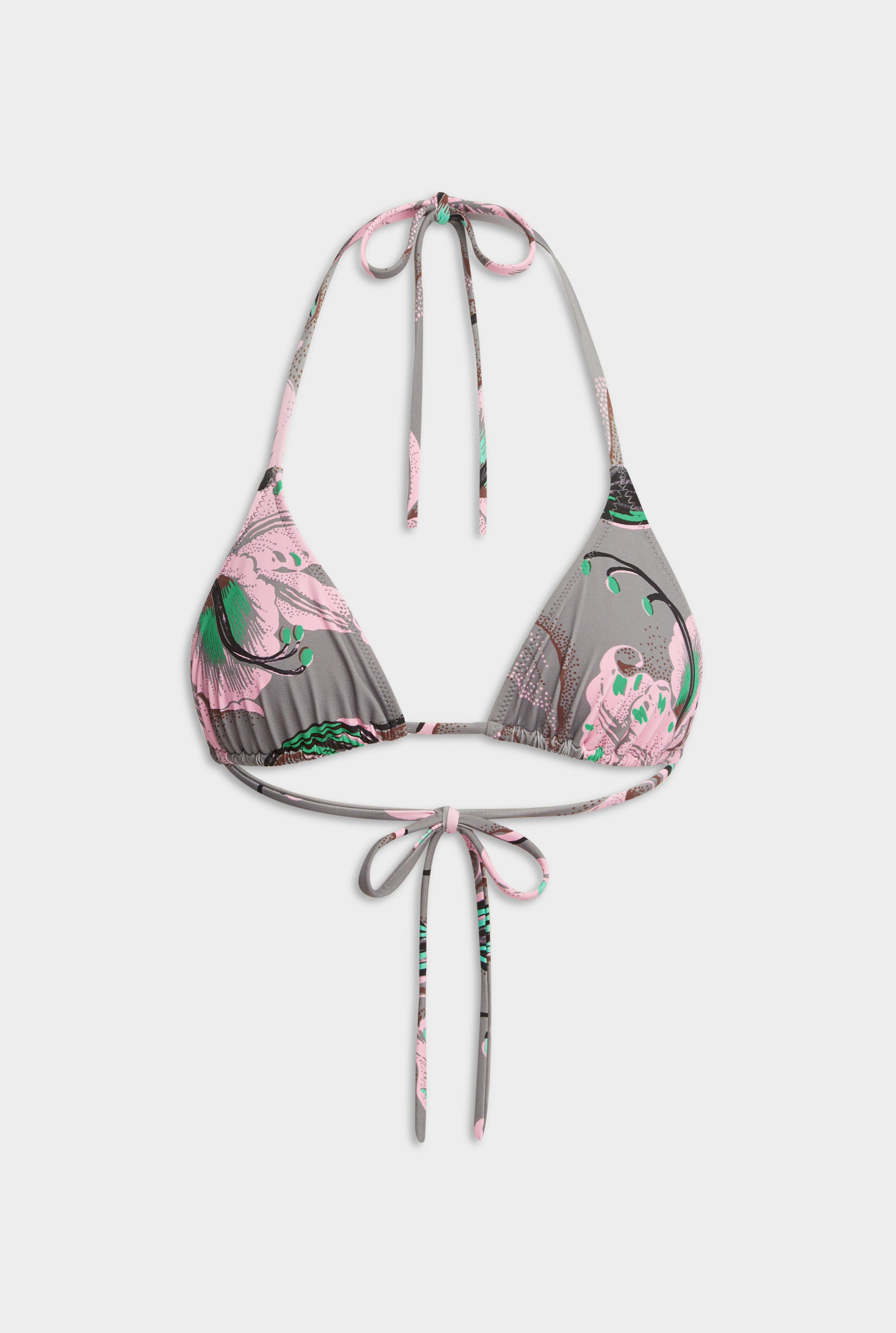 Triangle Bikini - Grey/Pink Lily