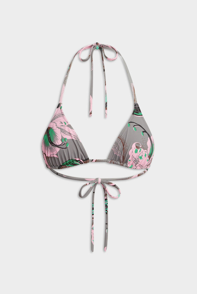 Triangle Bikini - Grey/Pink Lily