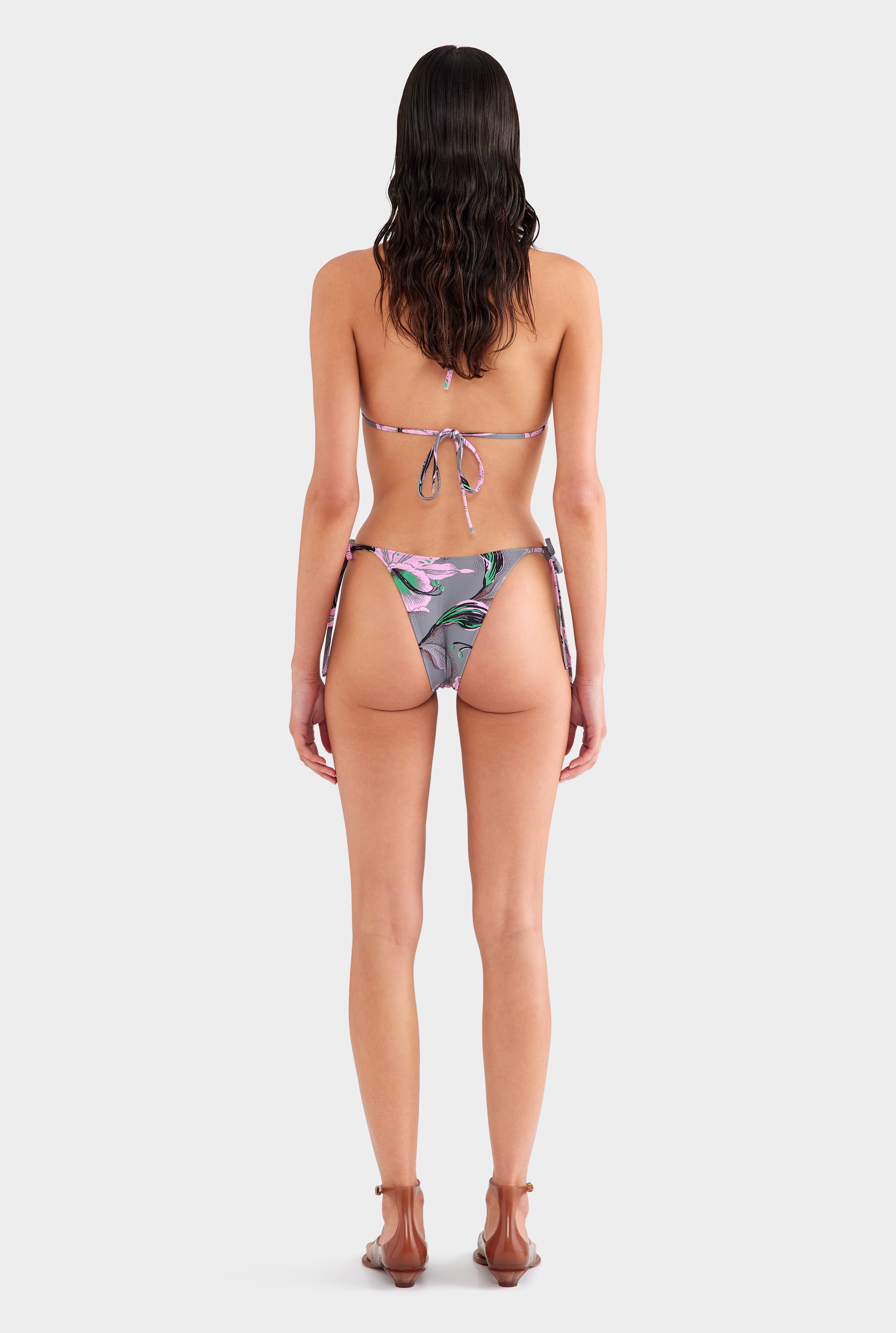 Triangle Bikini - Grey/Pink Lily