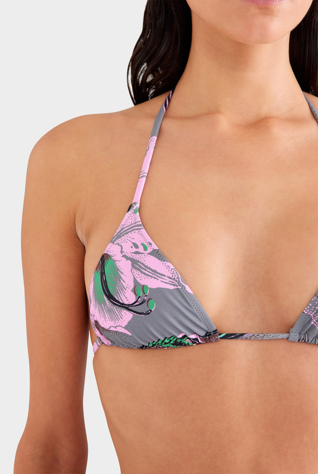 Triangle Bikini - Grey/Pink Lily