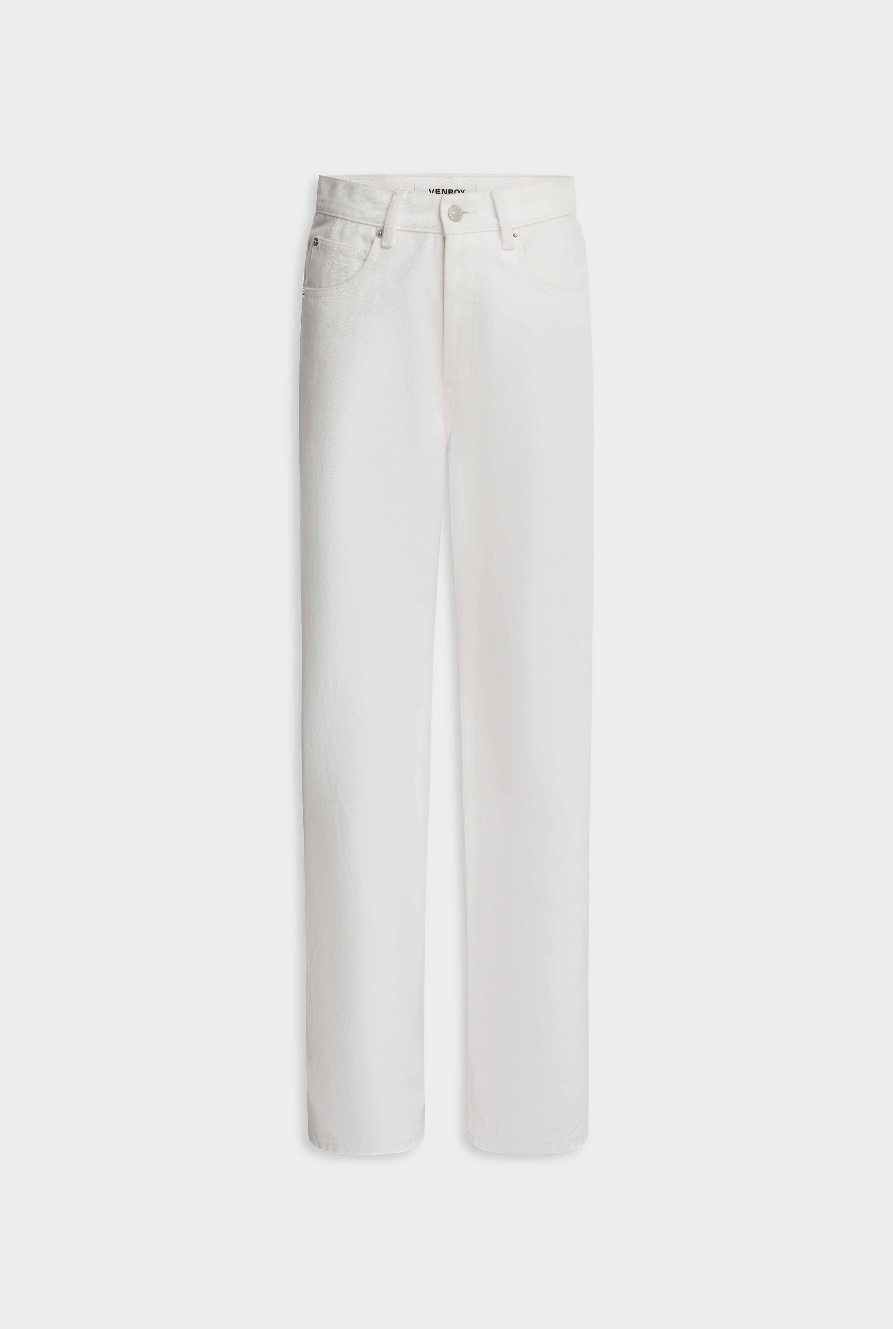 V Front Denim Jean - White