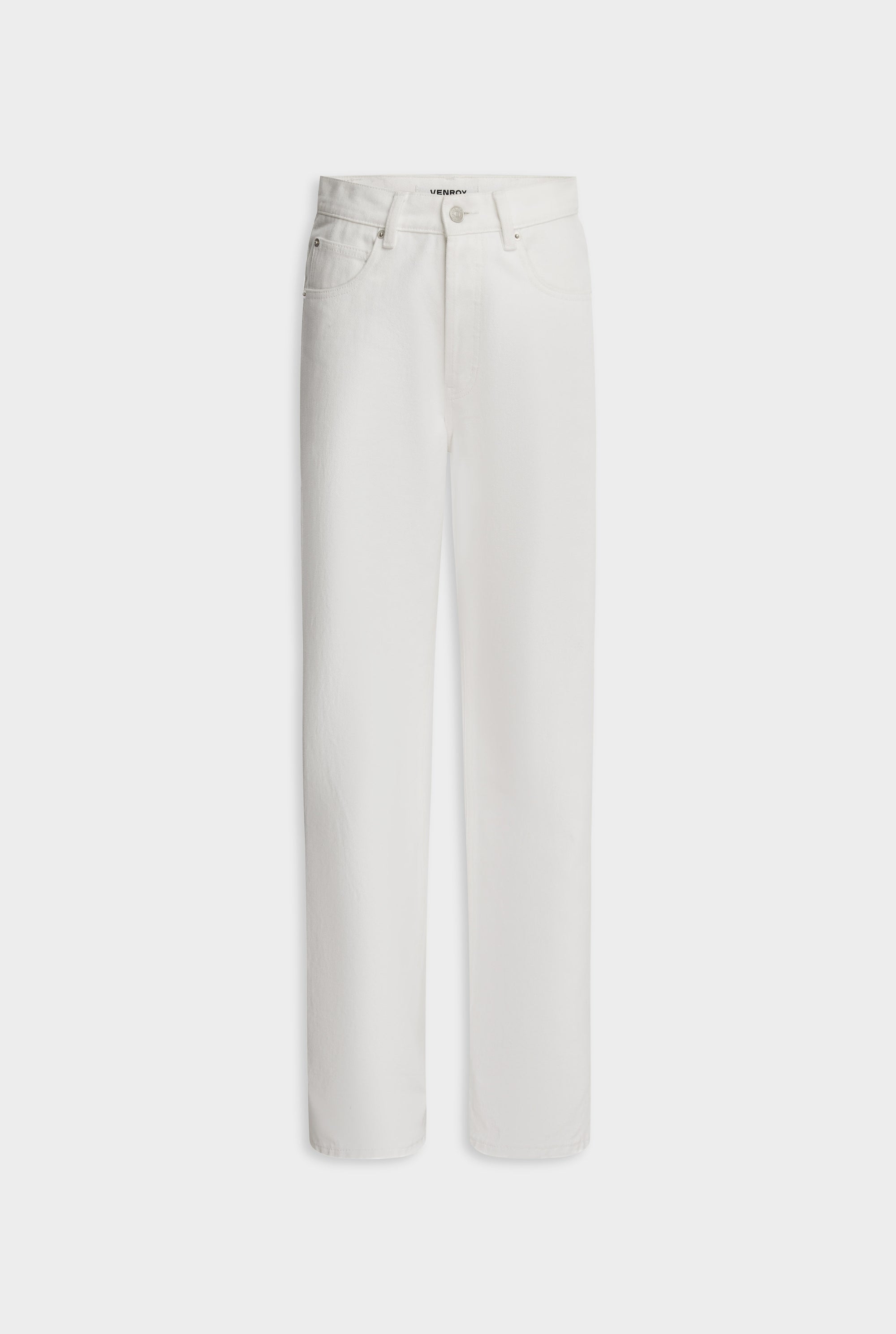 V Front Denim Jean - White