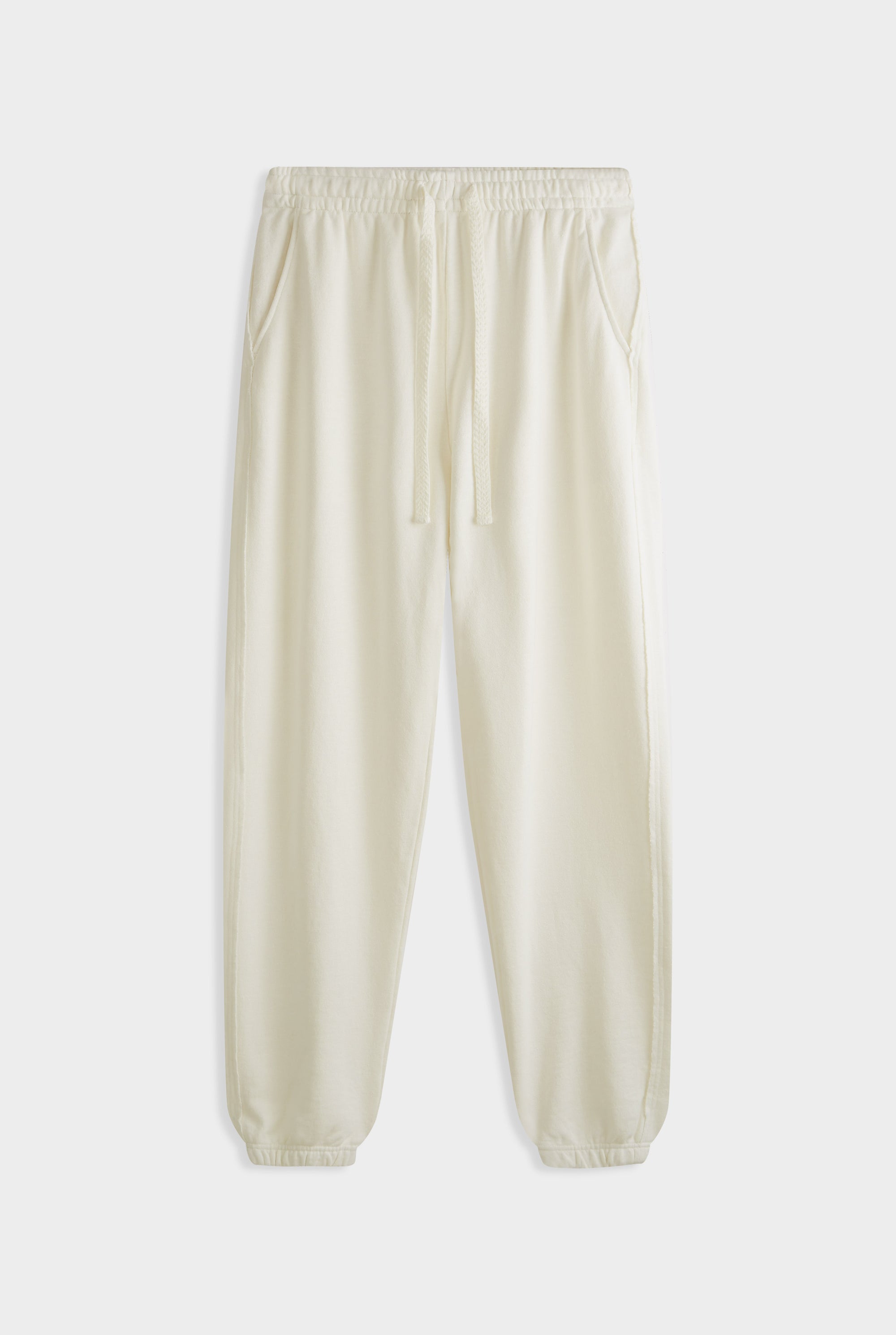 Organic Cotton Raw Edge Track Pant - Cream