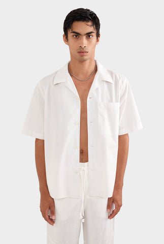 Boxy Cotton Camp Collar - Off White