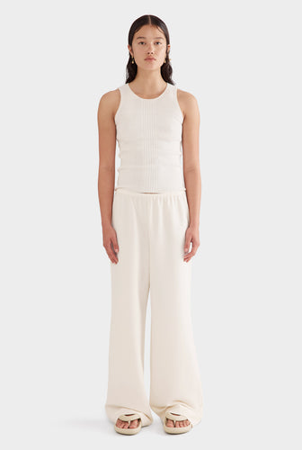 Crepe Elastic Waist Pant - Off White