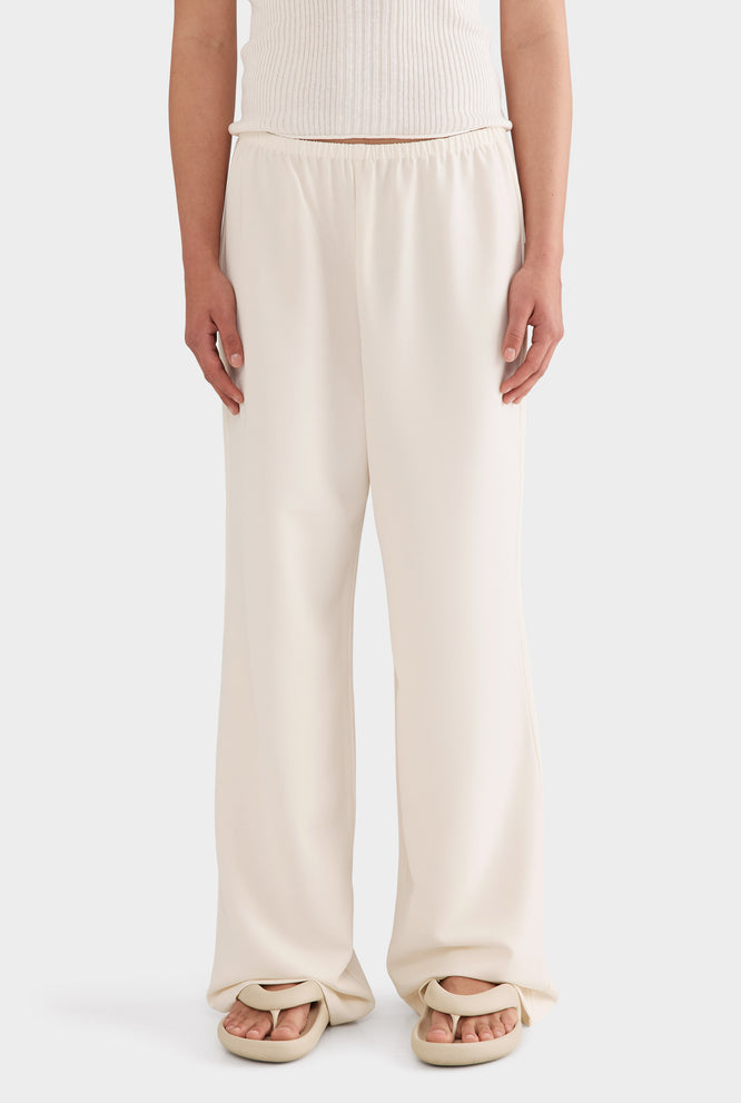 Crepe Elastic Waist Pant - Off White