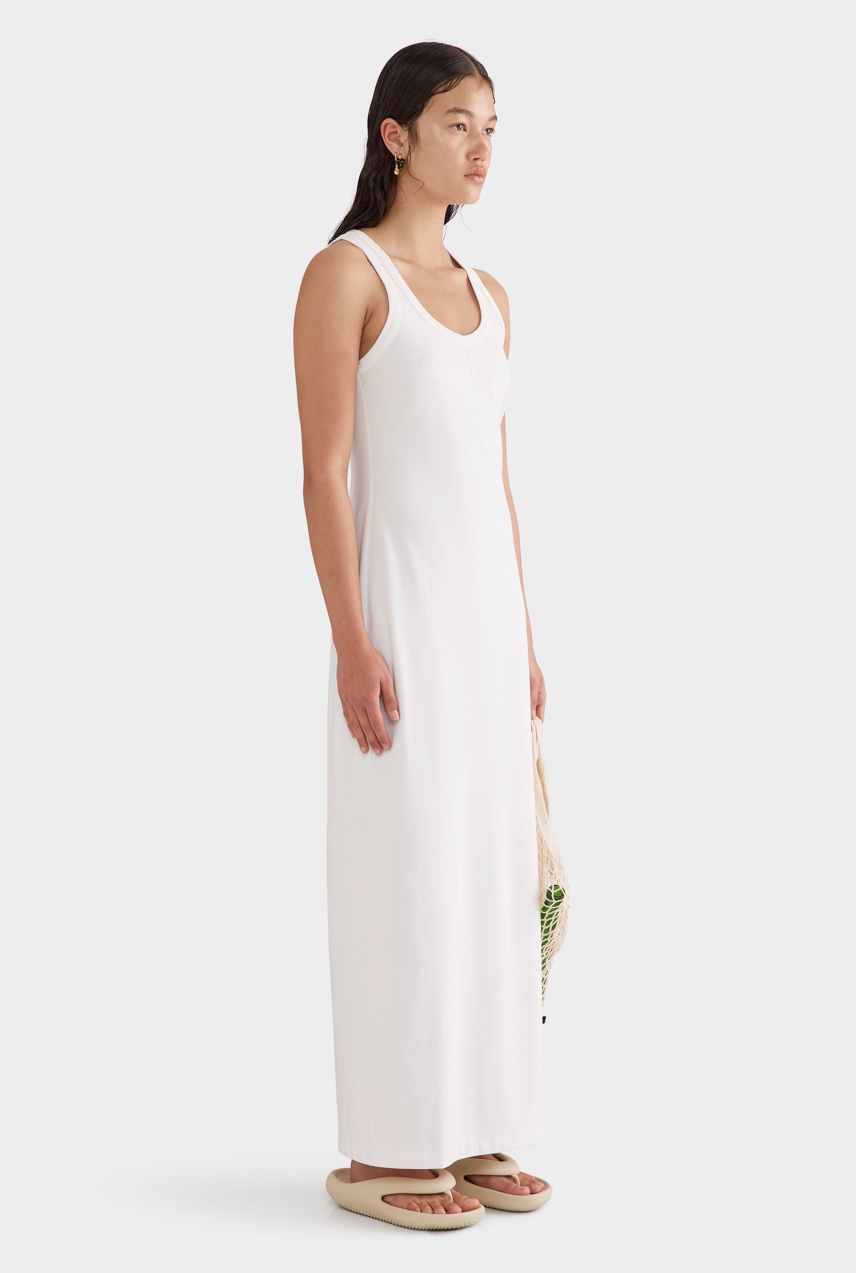 Fitted Jersey Tank Dress - Off White