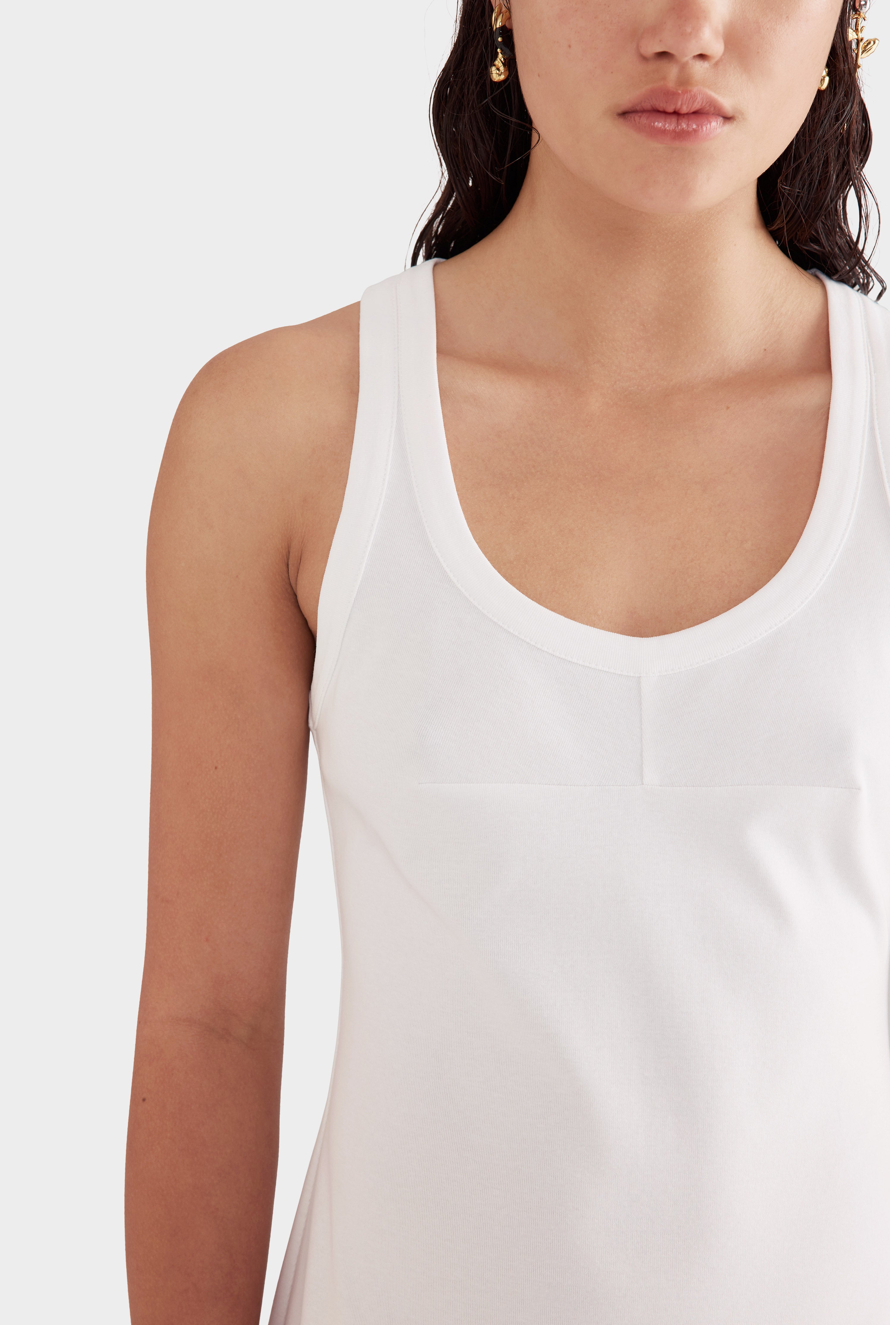 Fitted Jersey Tank Dress - Off White