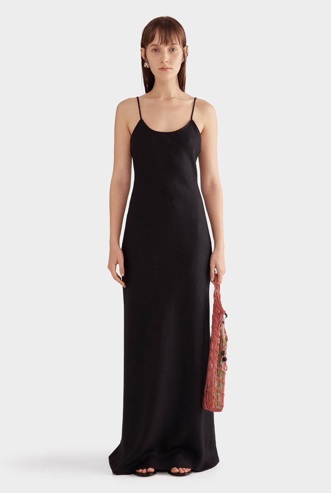 Linen Slip Dress - Black