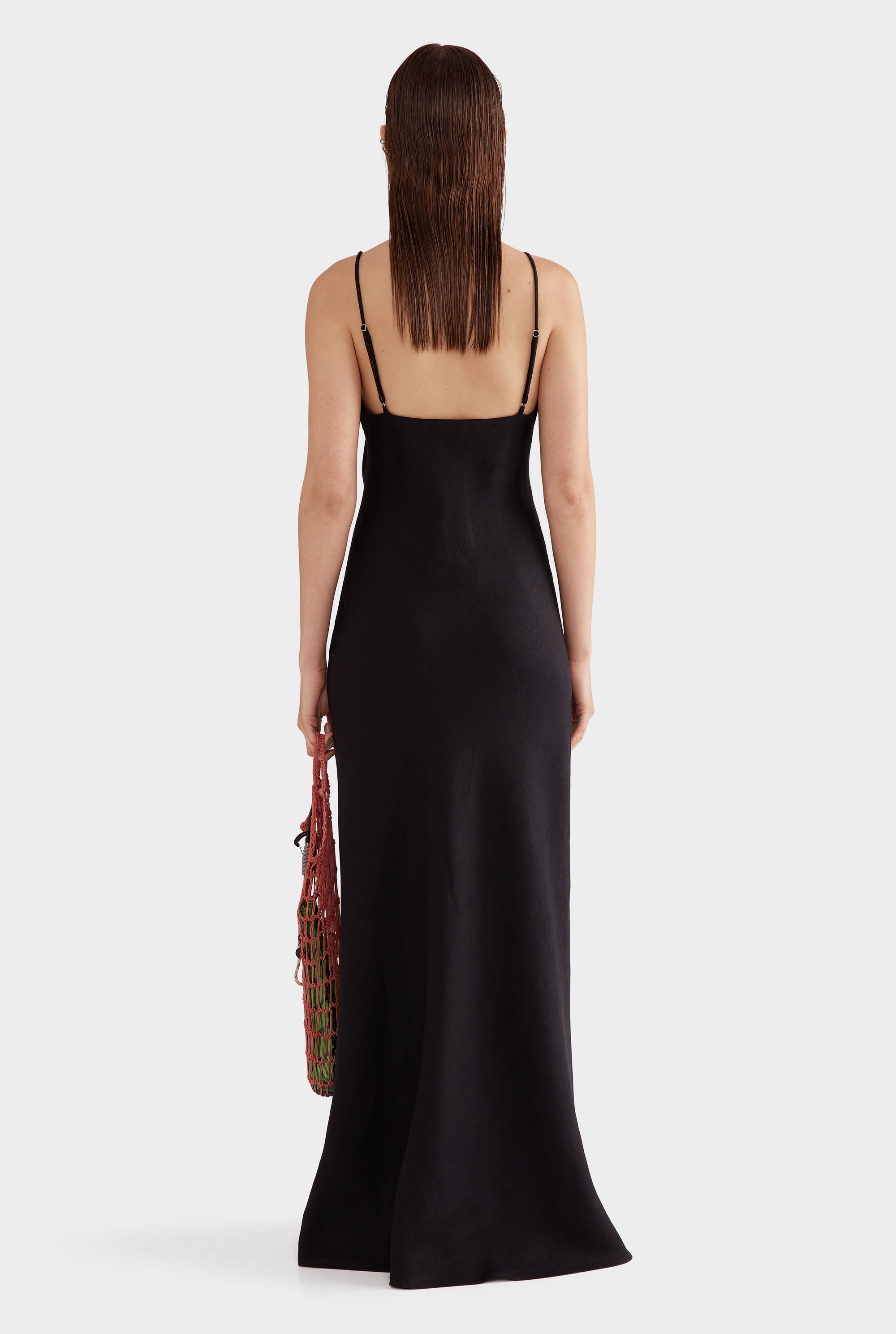 Linen Slip Dress - Black