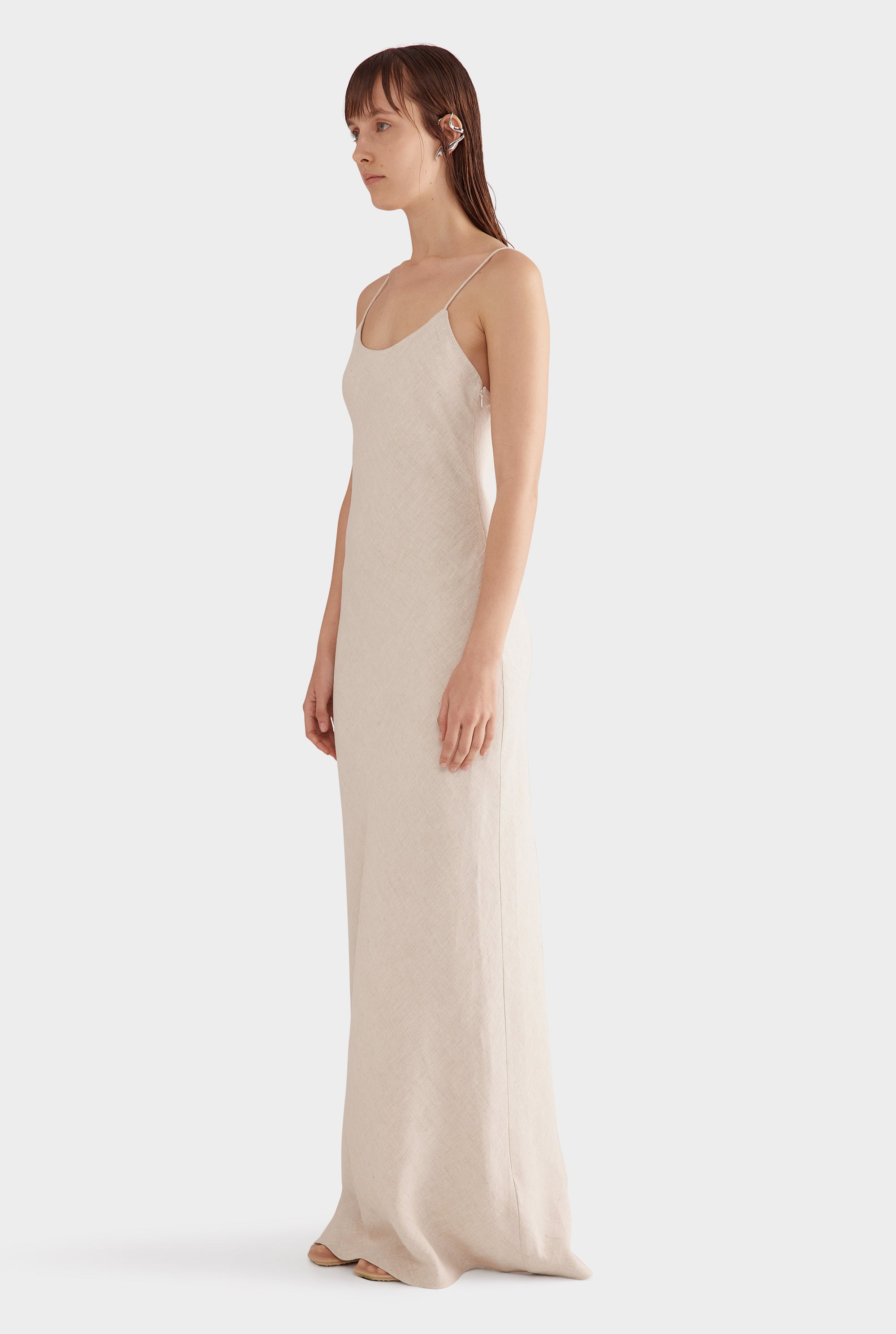 Linen Slip Dress - Sand