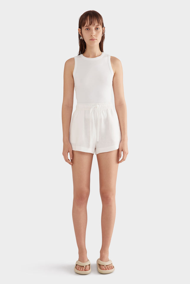 High Waisted Lounge Short - White