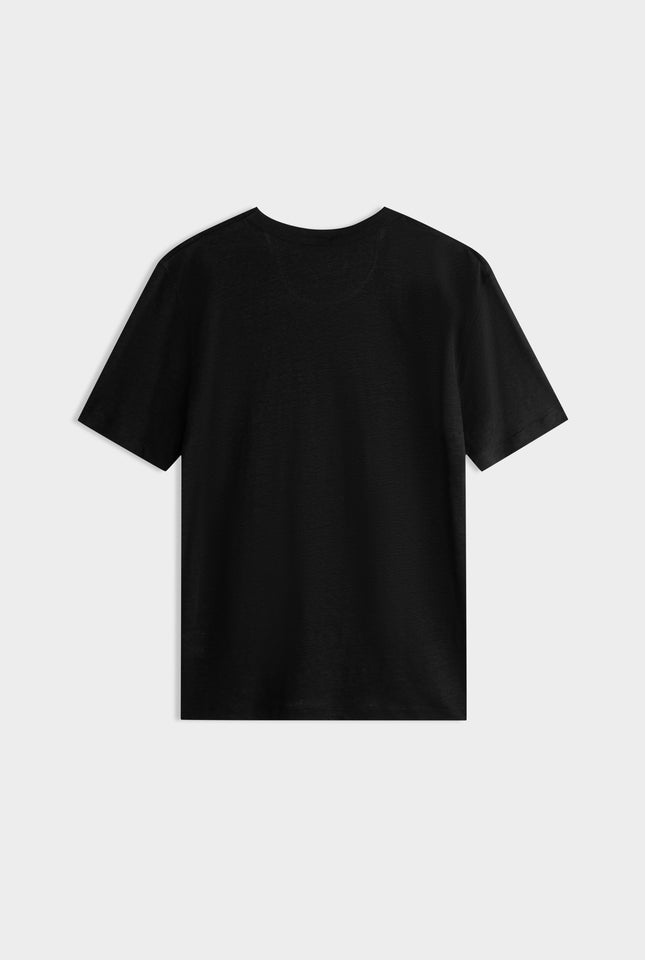 Coverstitch Linen T-Shirt - Black