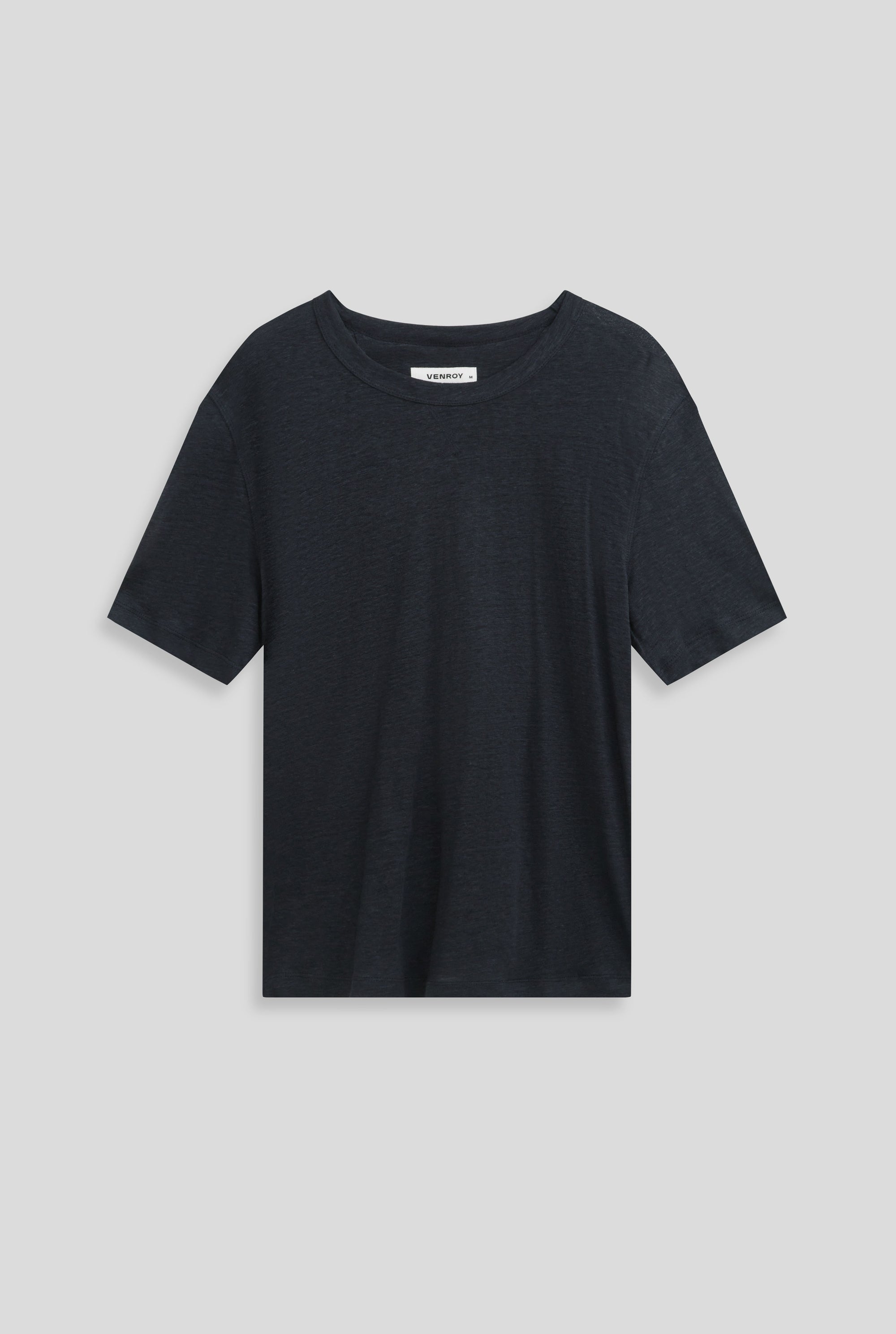 Coverstitch Linen T-Shirt - Navy