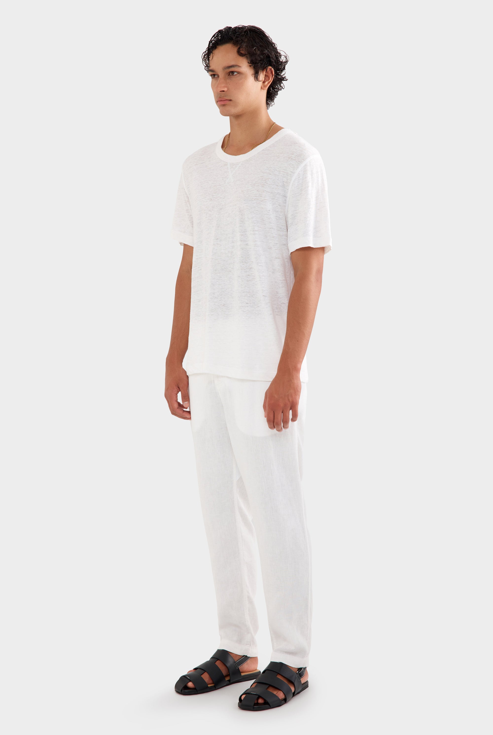 Coverstitch Linen T-Shirt - White