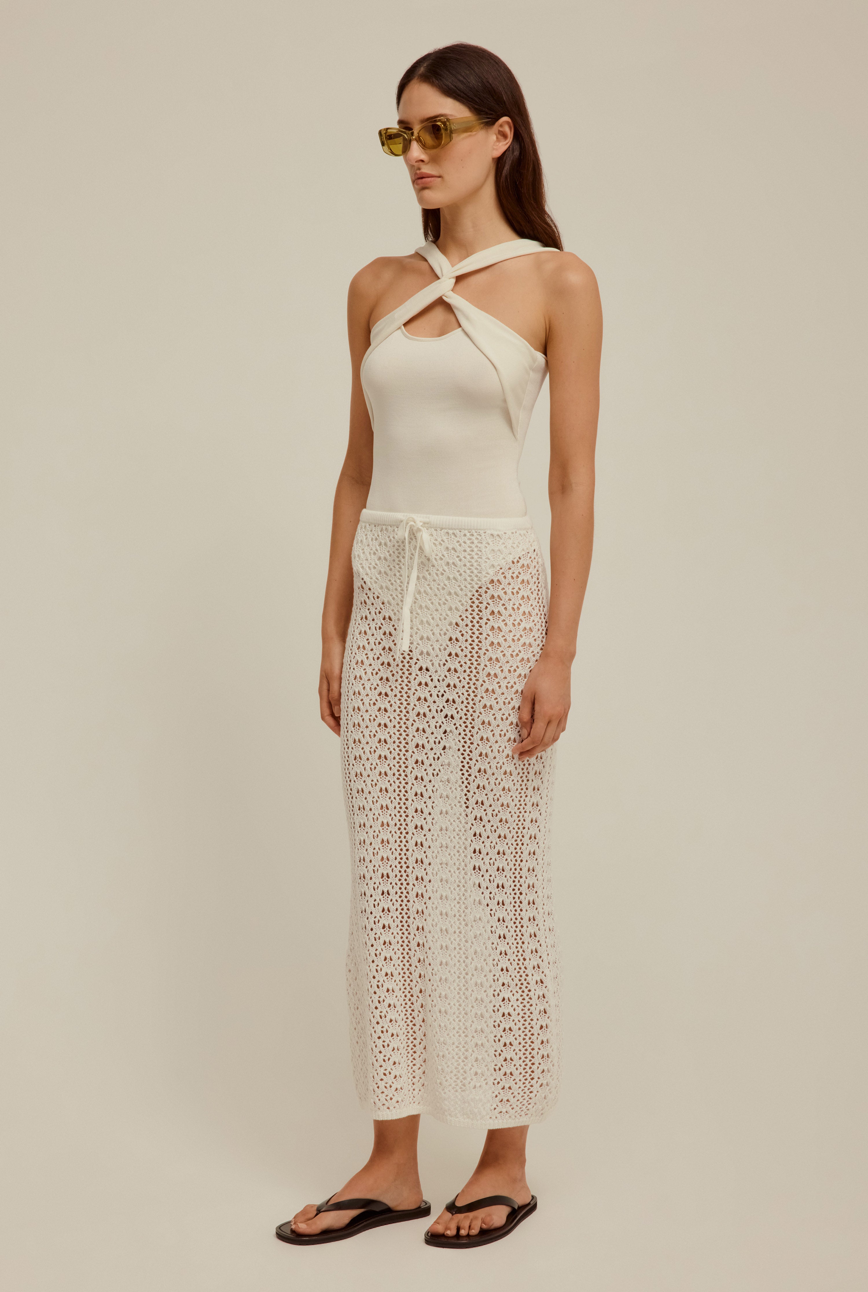 Crochet Knit Skirt - Off White