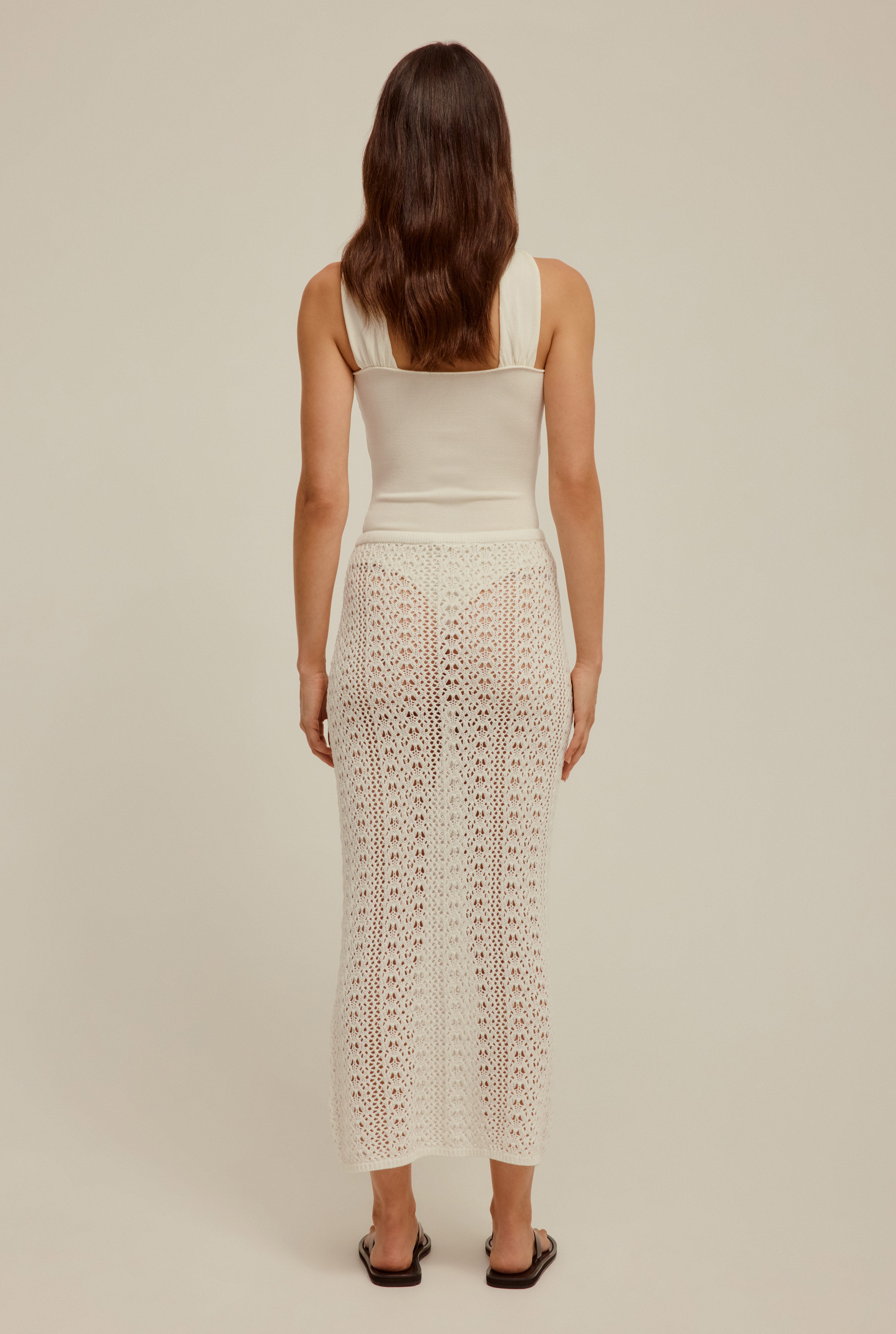 Crochet Knit Skirt - Off White