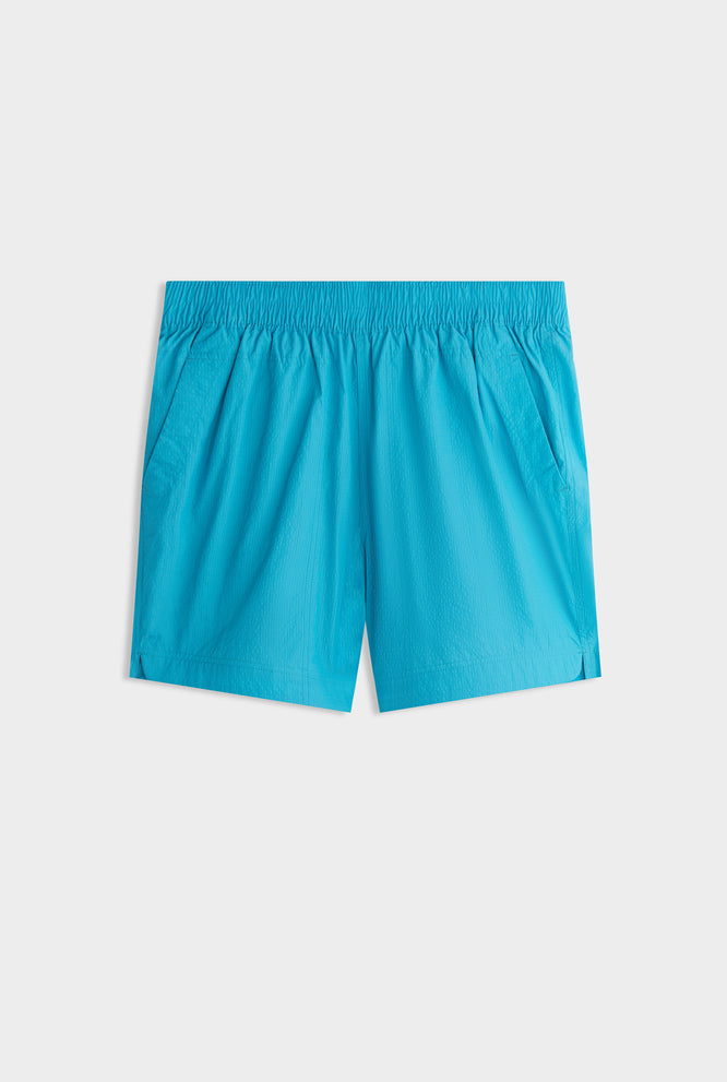 Curved Hem Swim Short - Aqua Blue