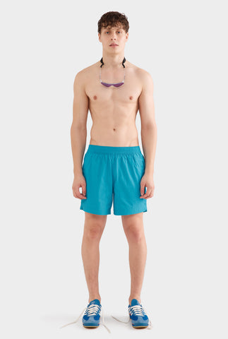 Curved Hem Swim Short - Aqua Blue