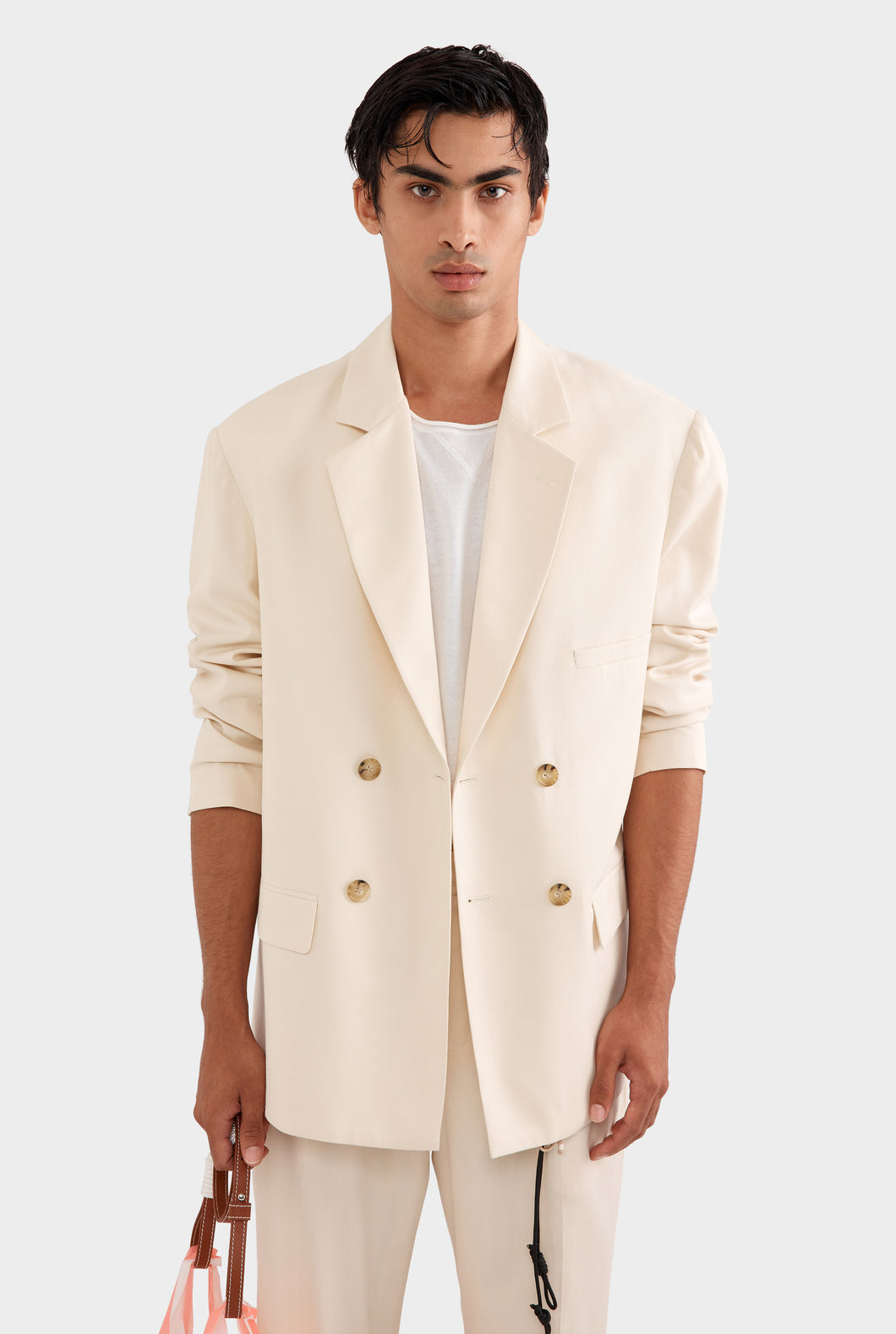 Double Breasted Tailored Blazer - Cream