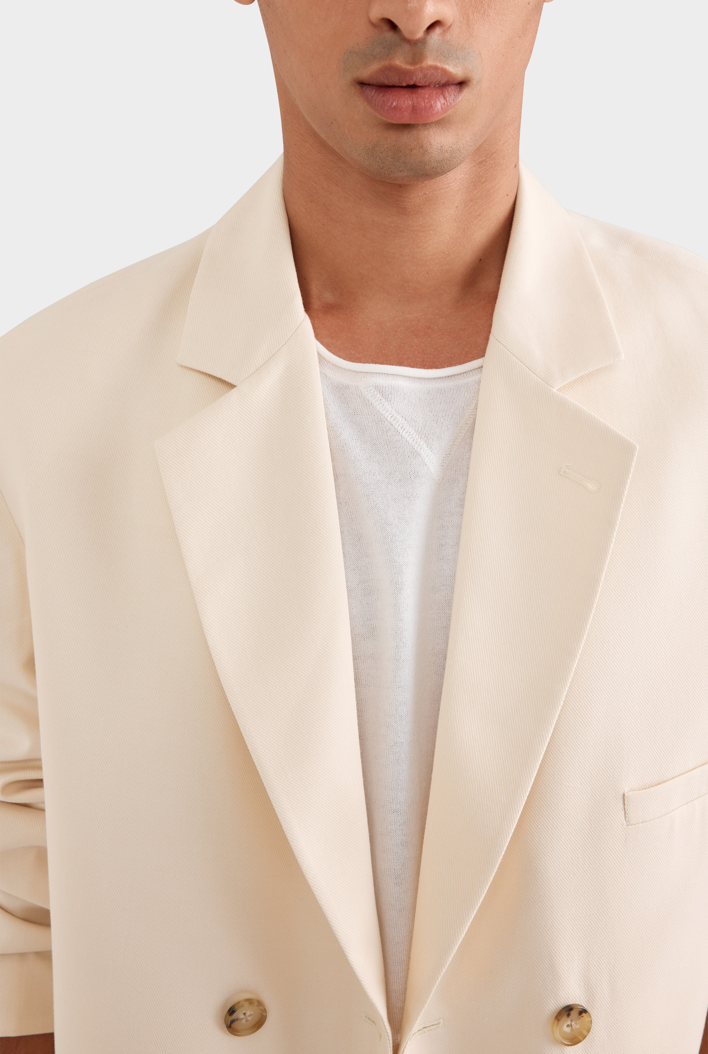 Double Breasted Tailored Blazer - Cream