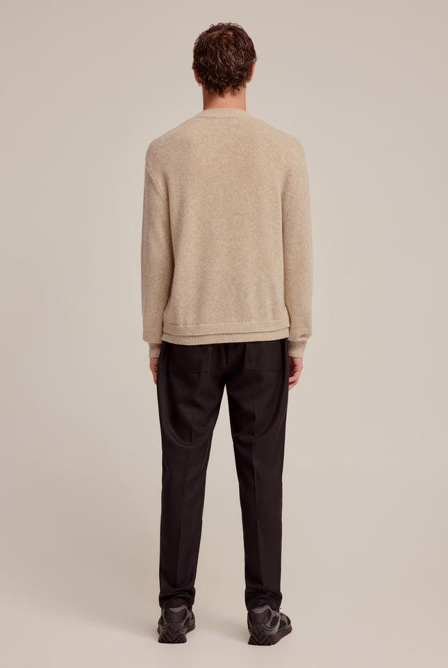 Double Neck Cashmere Sweater - Sand Marl