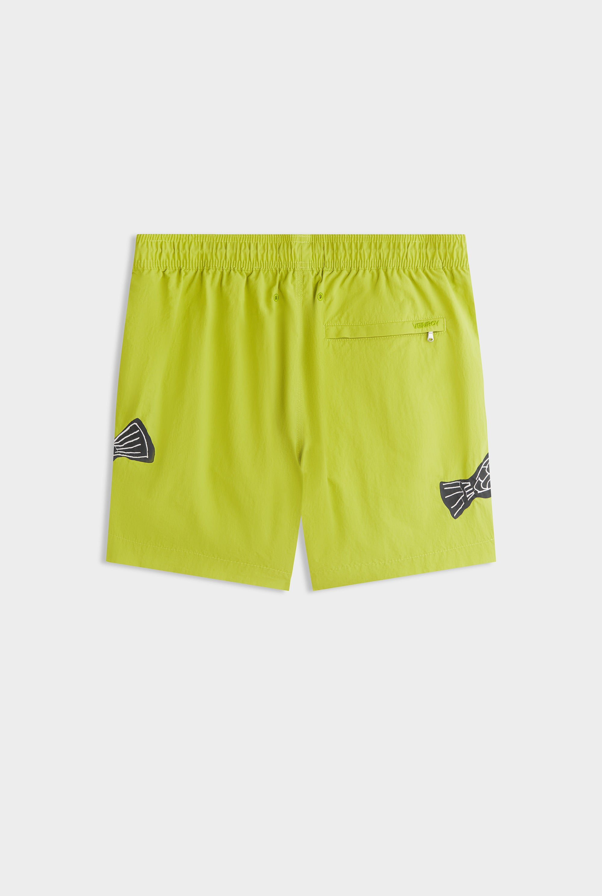 Embroidered Swim Short - Lime Lino Fish