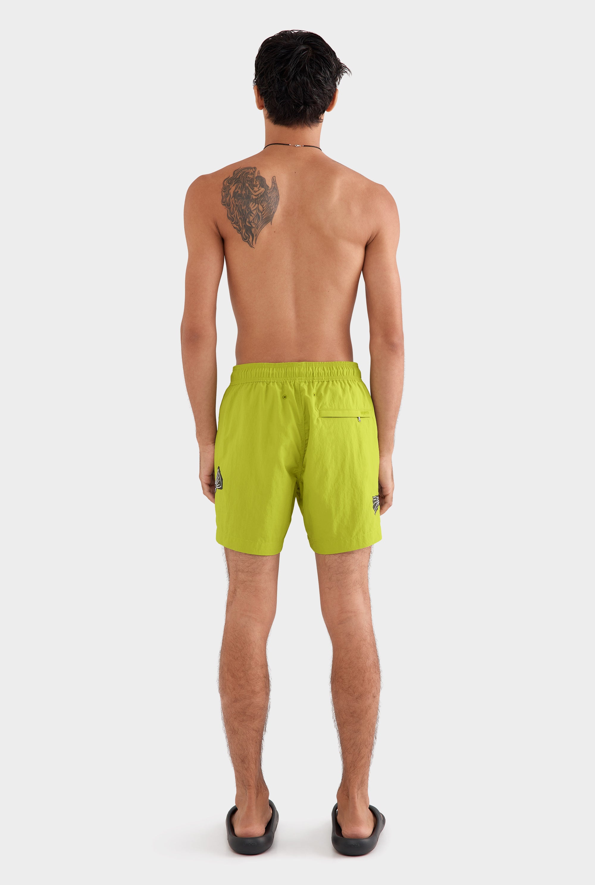 Embroidered Swim Short - Lime Lino Fish