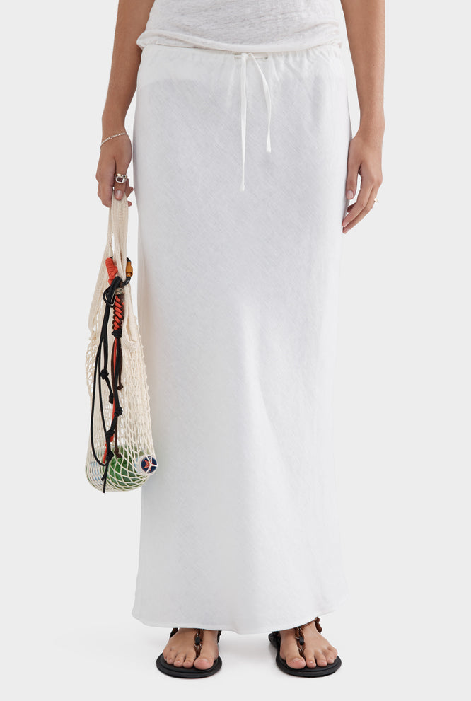 Drawstring Bias Skirt 2.0 - White