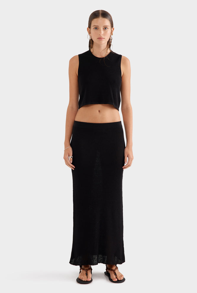 Rib Knitted Cropped Tank 2.0 - Black