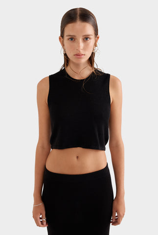 Rib Knitted Cropped Tank 2.0 - Black