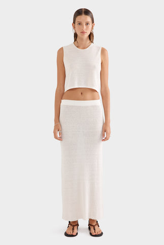 Rib Knitted Skirt - Off White