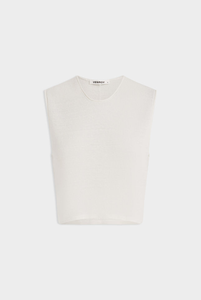 Rib Knitted Cropped Tank 2.0 - Off White