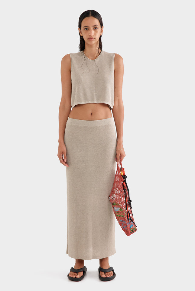 Rib Knitted Skirt - Taupe