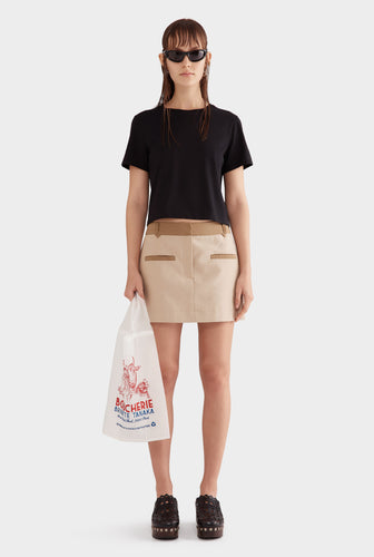 Contrast Mini Skirt - Beige