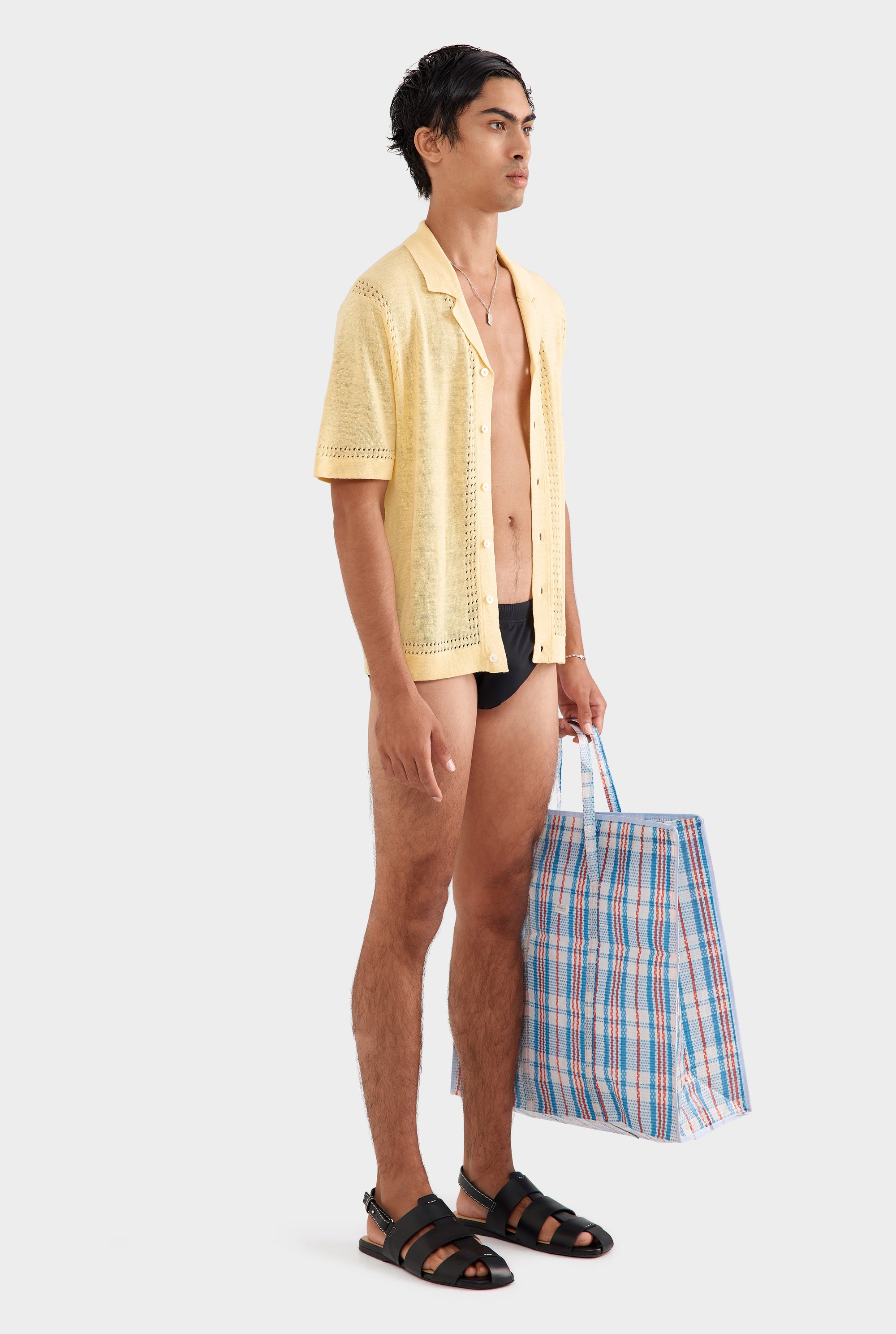 Knitted Contrast Short Sleeve Shirt - Golden Haze